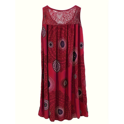 跨境外贸新款代发Sleeveless A Line Dresses with Contrast Lace|ru