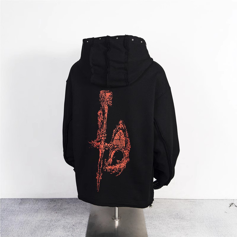 THUG CLUBアメリカ式重ポンド星月竜骨サタン悪魔プリントのパーカーは水洗いして古いパーカーのコートを作ります。|undefined