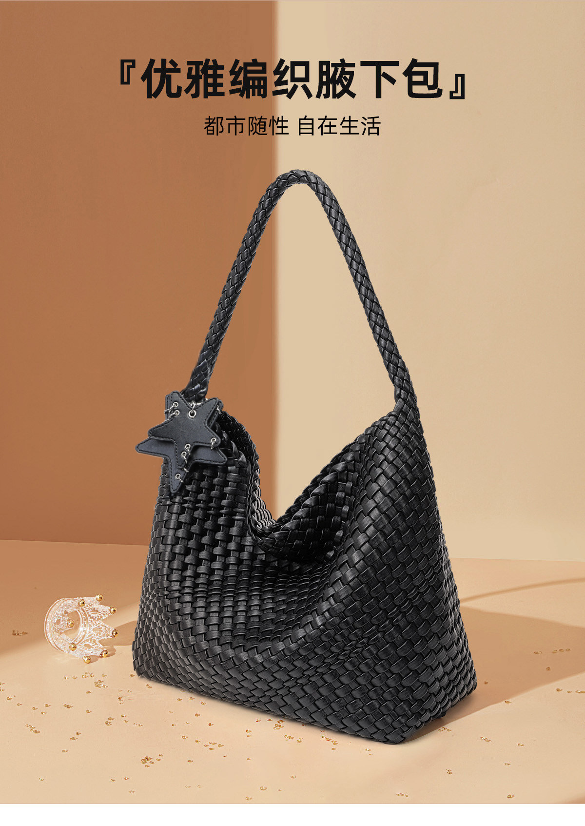 Túi tote vải dệt nữ cỡ lớn đi làm kiểu mới — đen chi tiết 2