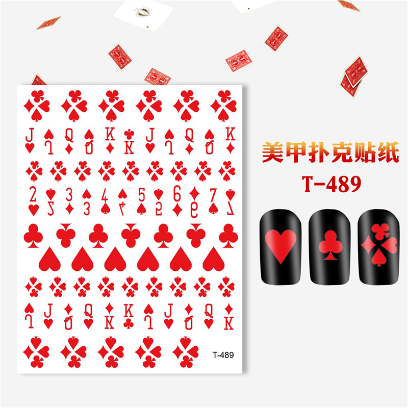 Etiquetas engomadas populares fronterizas del clavo del Póker Etiquetas engomadas del clavo de la marca de la moda del Póker