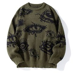 欧米の対外貿易の丸首の長袖のゆったりしているセーターのニットのジャカードの目の図案の個性的な保温の代行