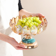 果盘高级感轻奢高档家用客厅水晶玻璃果盘茶几精致零食瓜子干果盘