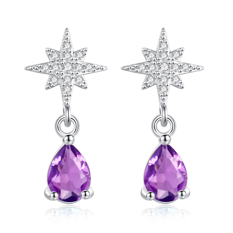 Pendientes de tesoro de color natural Pendientes de plata esterlina s925 mujeres dulces, frescas y frías, personalidad de cristal, borlas, estilo caliente