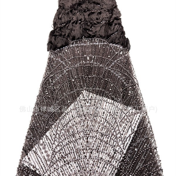 Fabricantes de tela bordada de cuentas tridimensionales tela bordada de boda instantánea tela de sequilla de rendimiento de escenario