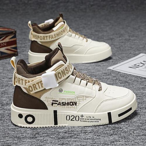 Winter Men's Shoes 2025 New High-Top Board Shoes Men's Middle and Big Children's Versatile Warm Cotton Shoes Fashion Casual Sports Shoes 
