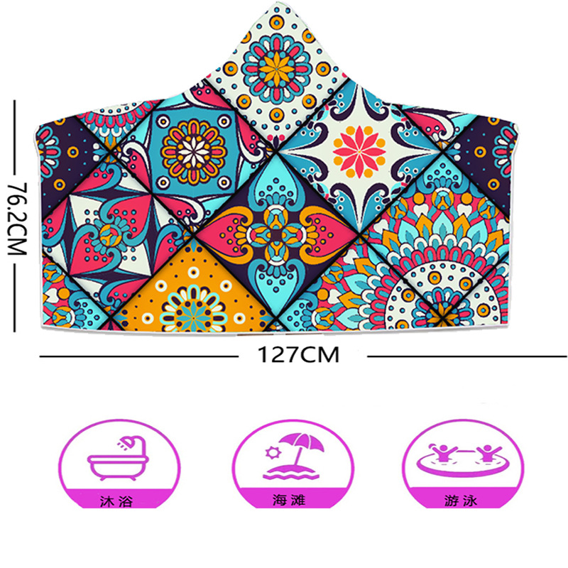 Suministro directo de fábrica de microfibra para niños con capucha Toalla de baño de playa suave absorbente capa de secado rápido Toalla de playa al por mayor