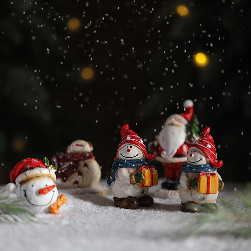 Nuevos productos transfronterizos decoraciones de resina Papá Noel muñeco de nieve decoración de escritorio decoración de Navidad retro americana decoración
