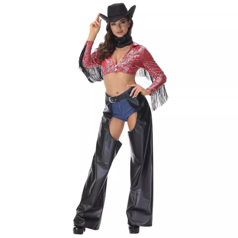 Halloween Music Festival Performance Denim Costume Coss Retro Costume Bar Rock Party Dance Costume