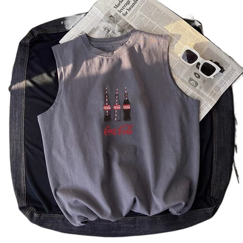 Men's Summer New Fashion Brand Loose Sport Fitness Vest Clothes Underwear Sleeveless Short-Sleeved T-Shirt 