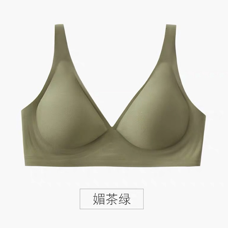 Negro tecnología Seamless jelly ropa interior de látex las mujeres pequeño pecho profundo V push up soporte superior sujetador inalámbrico sueño