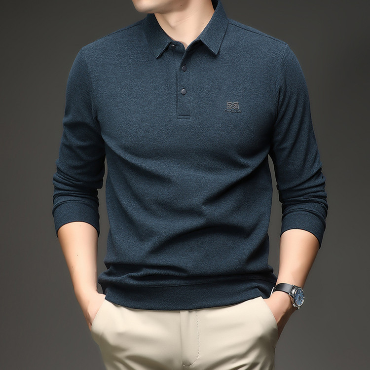 Solid Color Turn-Down Collar Polo Shirt for Men, New Autumn Business Long-Sleeve Top, Base Shirt, T-Shirt for Middle-Aged and Elderly Men Solid Color Turn-Down Collar Polo Shirt for Men, New Autumn Business Long-Sleeve Top, Base Shirt, T-Shirt for Middle-Aged and Elderly Men