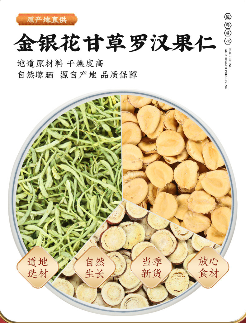 Honeysuckle Licorice Luo Han Guo Tea 50g Canister Cold Brew Herbal Blend for Daily Wellness overview