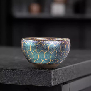 Dunhuang Art Colorful Hand-Painted Buddha Lotus Tea Cup Master Cup Tea Set Gift Box Museum Cultural and Creative Gifts for Elders