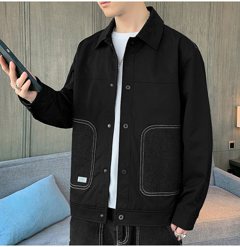 Stagione primaverile e autunnale 2024 Nuove giacche con colletto ribaltabile Top slim fit edizione coreana per tendenza cappotto sottile casual da uomo_voghion.com