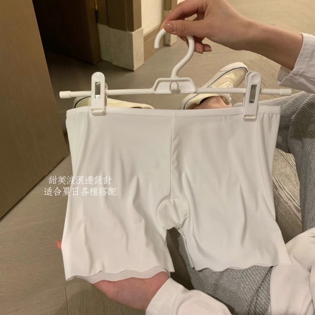 Verano sin costuras pantalones de seguridad de seda de hielo color sólido de una pieza de cintura media delgada ropa exterior de fondo de seguro anti-exposición ropa interior para mujeres