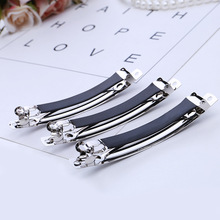 韩版职业头花发夹弹簧夹手工DIY黑色套皮防滑夹 优质五星钢夹10cm