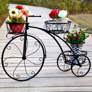 Factory Customized Iron Bicycle Flower Stand Cross-Border Metal Multi-Layer Floor-Standing Green Plant Stand Personalized Creative Cake Stand
