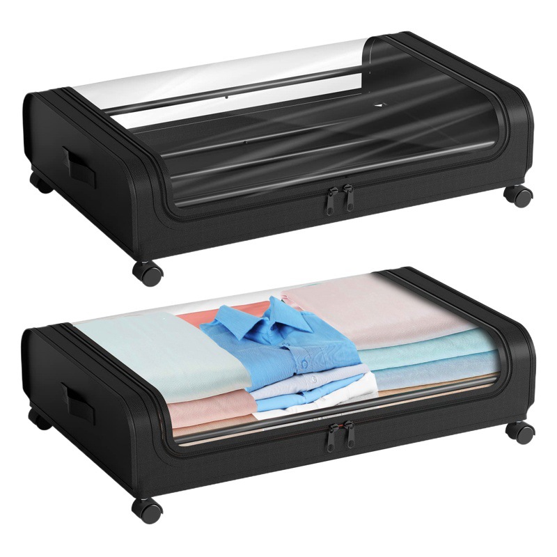 Amazon tela cama inferior ropa de almacenamiento coche de gran capacidad a prueba de polvo no tejido ropa de tela organizando almacenamiento rack de almacenamiento