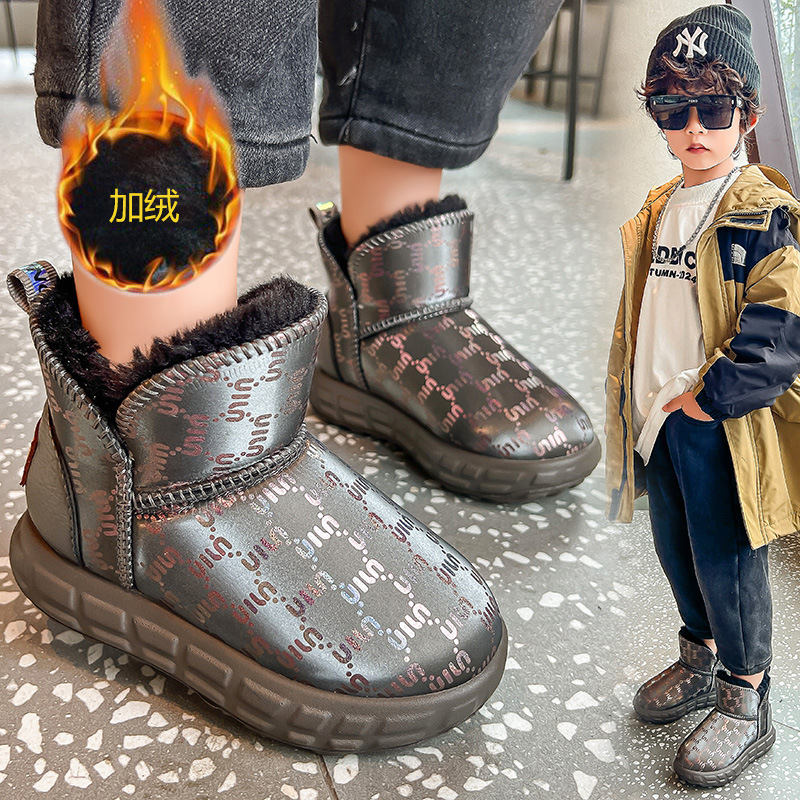 Botas de nieve para niños 2024 invierno nuevos zapatos para niños zapatos de algodón grandes zapatos de algodón para niños más zapatos de lana para niñas