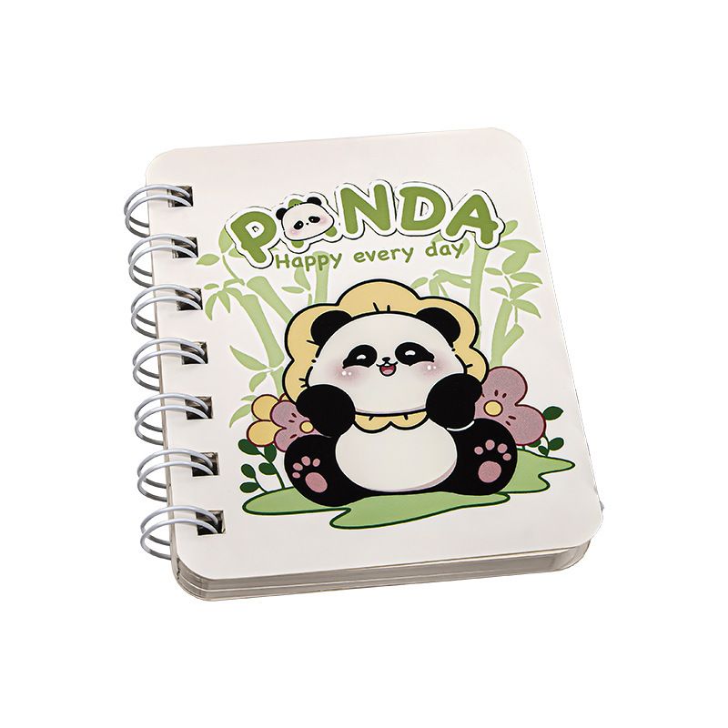 Cute panda bobina de bolsillo cuaderno de dibujos animados portátil cuaderno de tareas mini cuaderno horizontal
