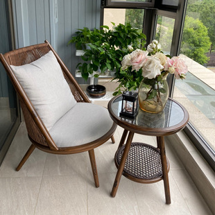Balcony Leisure Table and Chair Rattan Chair Modern Minimalist Living Room Sofa Chair Single Rattan Nordic Lazy Sofa Chair