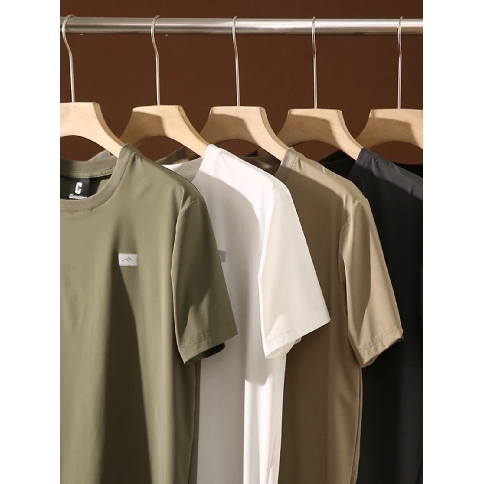 Foreign trade order! Draping comfortable anti-wrinkle cool breathable Men's sports casual quick-drying Ice Silk fitness short sleeve t-shirt