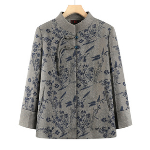 Middle-aged and elderly spring clothes women's coat grandma clothes spring and autumn new Chinese style national style coat old lady foreign style mother clothes