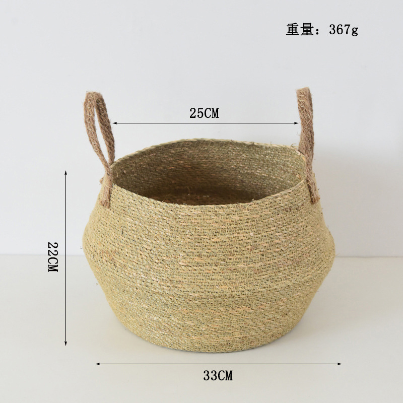 Cestas tejidas a mano, cestas para flores de interior, macetas, cestas de bambú tejidas con paja, bolsas de paja tejidas plegables para plantas, venta al por mayor