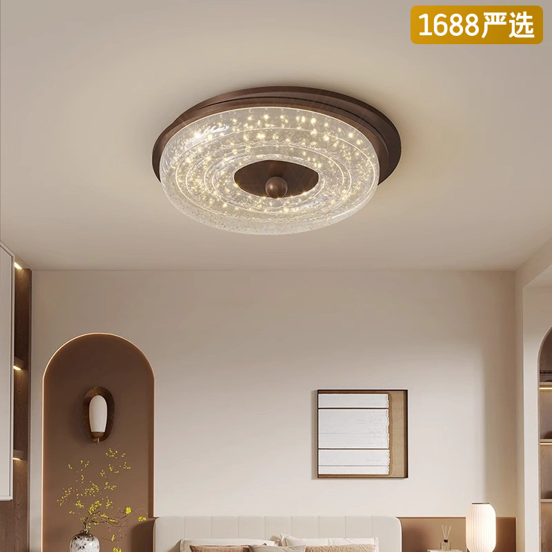 [Estrictamente seleccionado] Dormitorio principal francés de mediana edad 2025 nueva lámpara de habitación de lámina de oro de resina ligera, lujo de alta gama, techo moderno