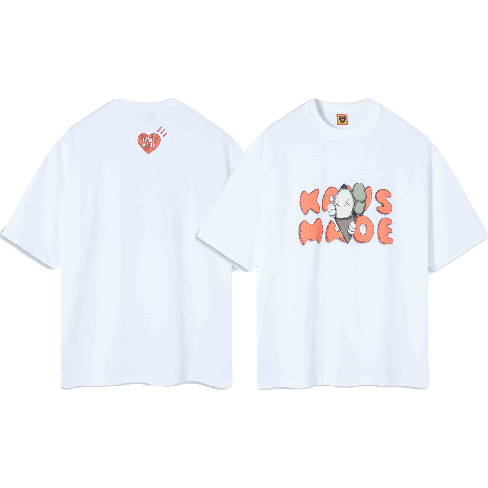 Marca de moda japonesa de bambú pesado algodón suelto pareja de hombre y mujer cilindro camiseta de manga corta media manga TEE