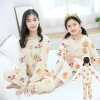 2021 summer children pajamas Thin section Cartoon Cotton silk Mother and daughter Parenting pajamas TSUMUGI Home Furnishing Air conditioning service wholesale