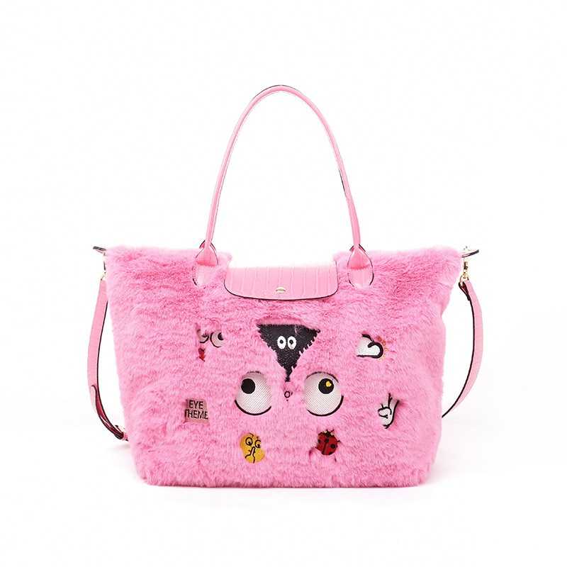 Otoño y invierno de gran capacidad bolso de peluche damas bordado peludo nicho de gran capacidad bolso de mochila 2714 #