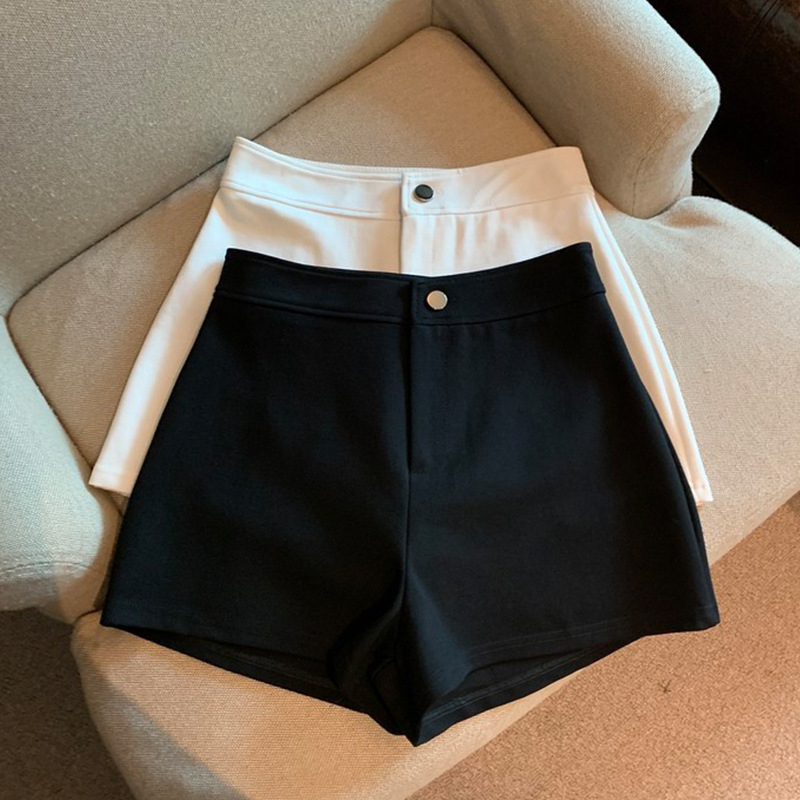 Black Large Size Fat mm Suit Shorts for Women Summer Thin High-Waisted Slim A-Line Tight Elastic Sexy Hot Pants