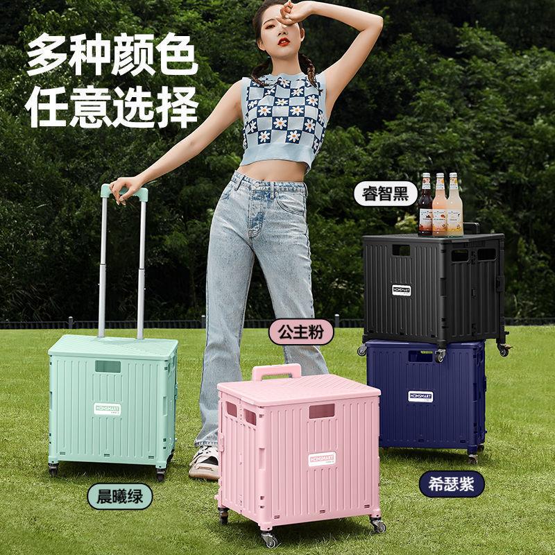 小推车轻便折叠拉杆车购物零食置物架移动野营便携买菜取快递神器|undefined