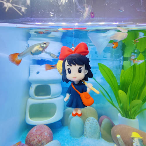 Suspended Hayao Miyazaki broom girl fish tank landscaping decorative ornaments aquarium living room ornamental interior floating pendant