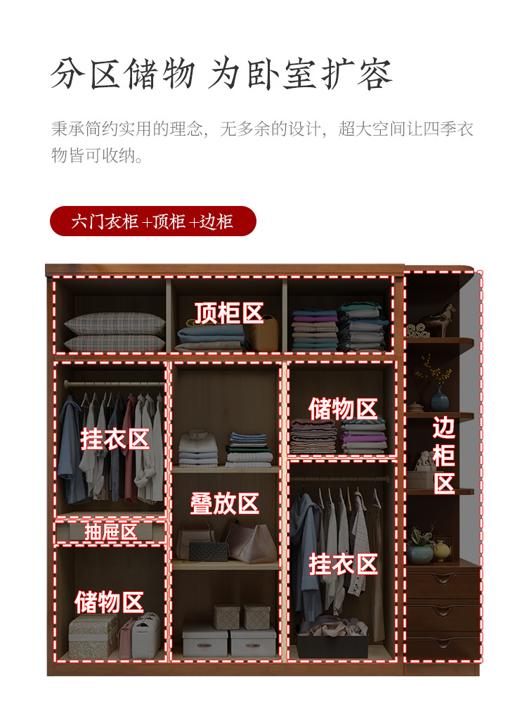 ✅ New Chinese-Style Solid Wood Wardrobe, Modern and Simple, for Home Use in Small Bedrooms, Storage Cabinet, Factory Direct