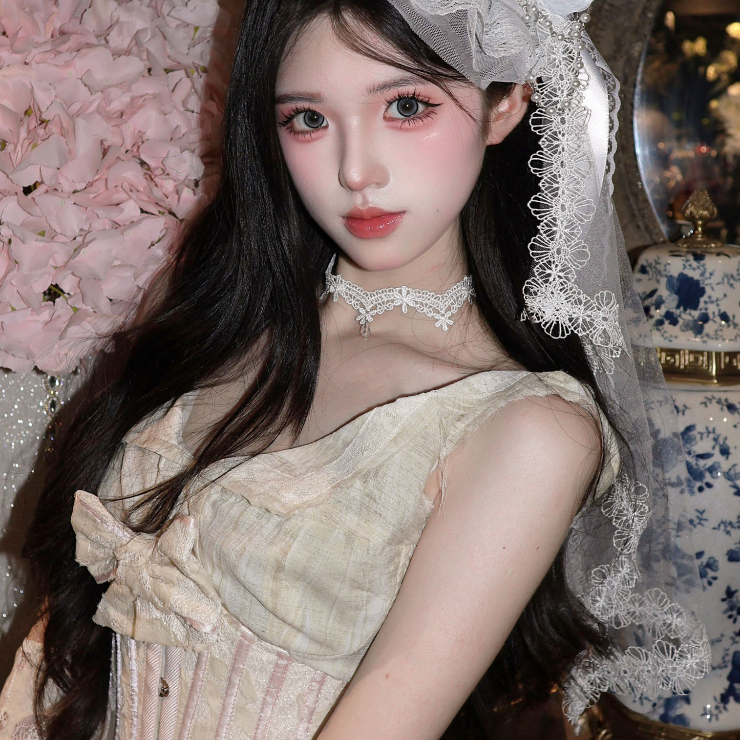 작은 꽃 크리스탈 목걸이 (FB3086)