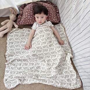 Crepe Beanie Velvet Blanket Cotton Gauze Baby Kindergarten Nap Air-Conditioned Quilt Comfort Beanie Baby Blanket