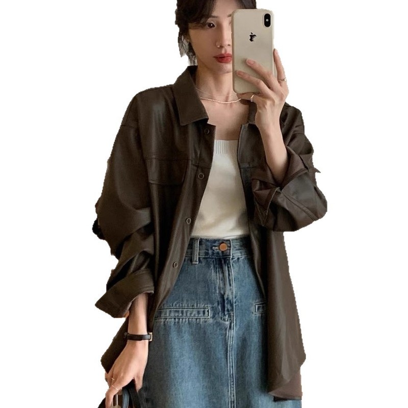 美拉德皮衣外套女秋季2025年新款韩版宽松休闲炸街机车服PU皮夹克|undefined