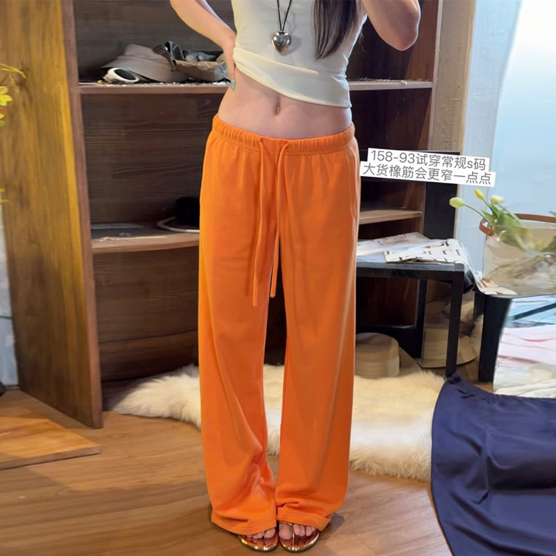 Popular on Xiaohongshu: Women's low-waist drawstring sweatpants, new spring and autumn slim-fit straight-leg sports pants, casual narrow wide-leg pants