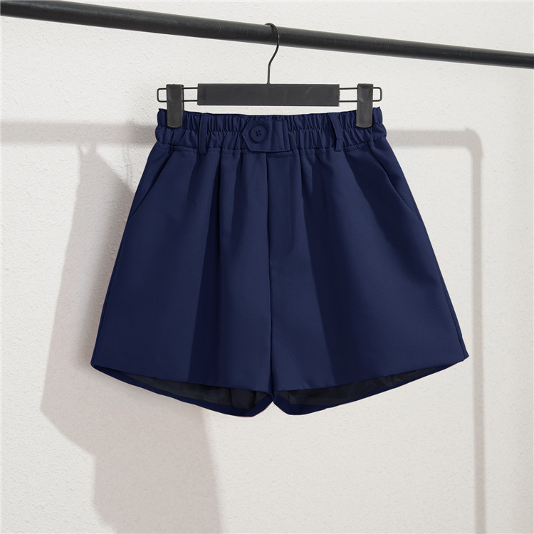 Damen Casual High Waist Loose Fit Graue Shorts Sommer Gerades Bein Bermudashorts mit Knöpfen_voghion.com
