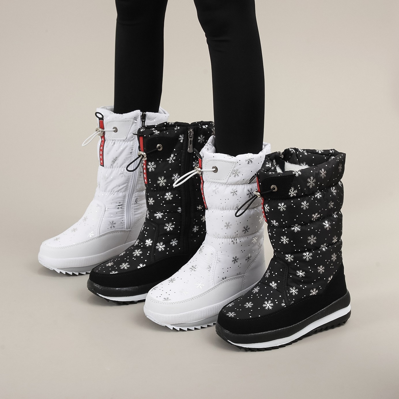 2026 New Winter Warm Snow Boots for Women, Non-Slip, Comfortable, Outdoor High-Top Drawstring, Fleece-Lined, Thick-Soled Women's Boots