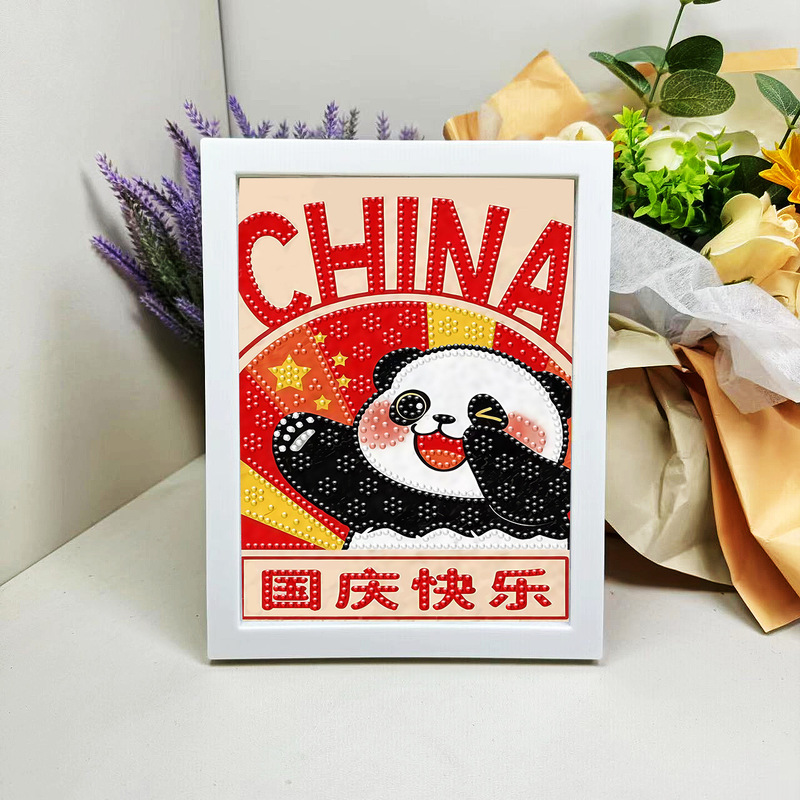 2026 New Model National Day Diamond Painting for Children, Red Patriotic Theme National Treasure Handmade DIY Diamond Sticker Painting Wholesale