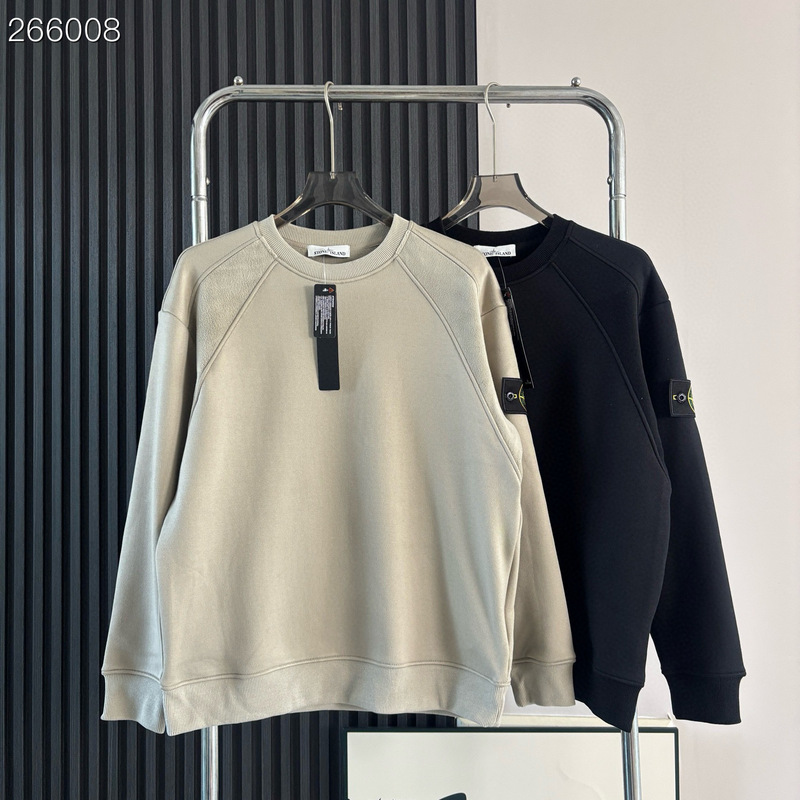 Cross-Border Stone Island Crew Neck Fleece-Lined Thick Warm Sweatshirt Wholesale 13 Lines Trendy Brand Island