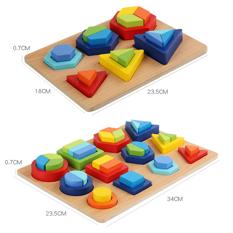 Ventas directas de la fábrica de Weiweihu Educación temprana para niños Color y forma Puzzle Tablero de combinación de gráficos geométricos Bloques de construcción Juguetes