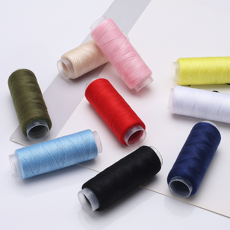 Mayorista línea de costura casera colorida costura manual rollo pequeño 402 línea de máquina de coser hecha a mano ropa DIY poliéster costura manual image 1