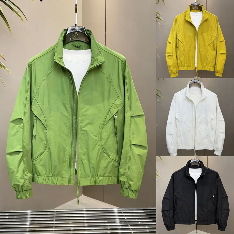 Spring Season Structured Patchwork Stand-Collar Jacket New Outdoor Washable Solid Color Versatile Casual Breathable Men's Top