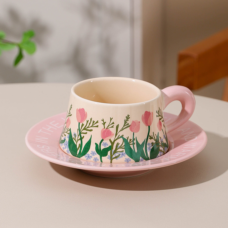 Taza de café de cerámica, platillo, juego de regalo, taza, taza de agua de oficina para el hogar, taza de leche, regalo a mano, día de Año Nuevo