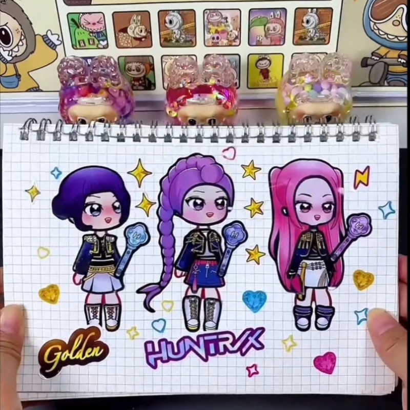 韩国KPOP猎魔女团男团解压周边换装贴纸儿童手工创意diy益智玩具|undefined