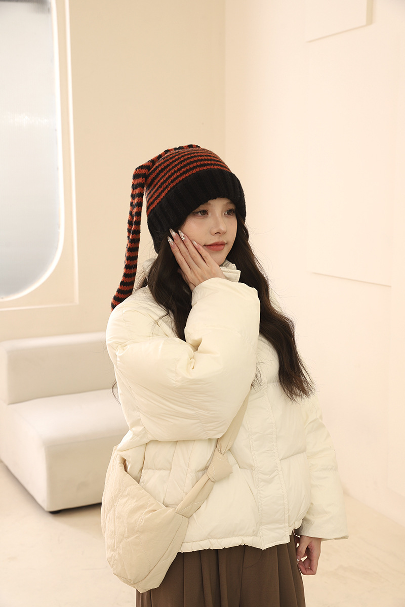 Corée du Sud Chine-Chic Marque Mignon Oreille De Lapin Tricoté Rayé Pull Laine Enfants y2k Shopping Mode Chaud Froid Chapeau_voghion.com